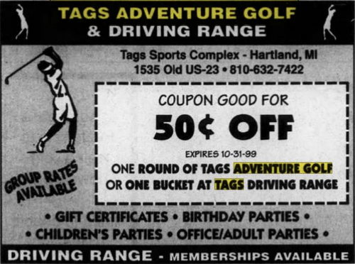 Striking Lanes (Tags Adventure Golf) - Jul 25 1999 Ad (newer photo)